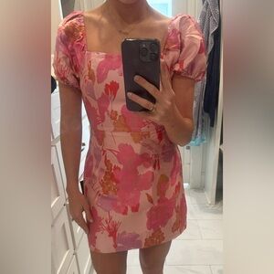 Floral Pink Puff Sleeve Dress